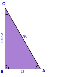 Right angle triangle formula